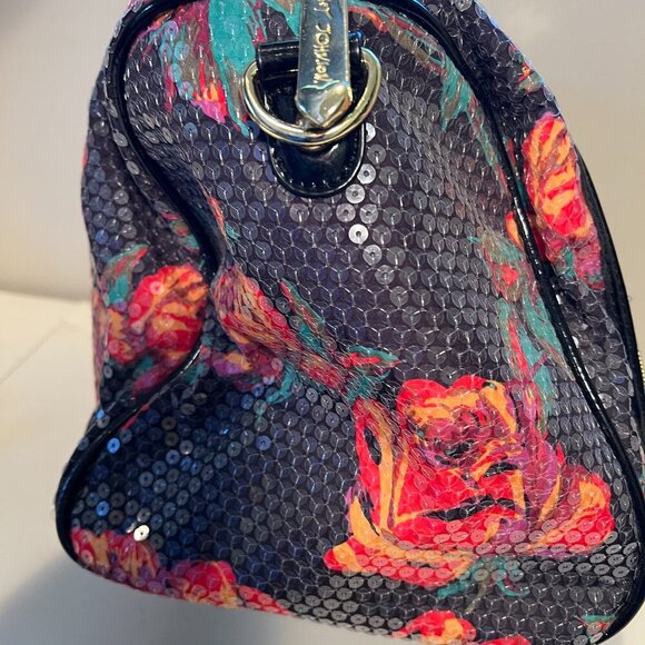 Like New Betsey Johnson Black Floral Sequin Satchel/Crossbody Bag - Picture 8 of 14
